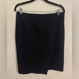 White House Black Market Black Skirt Size 10 with Front Slit Stretch